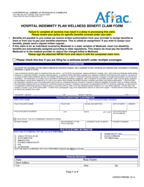 Hospital Indemnity Wellness Benefit Claim Form