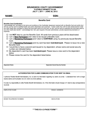Brunswick County Flexible Benefit Plan Form