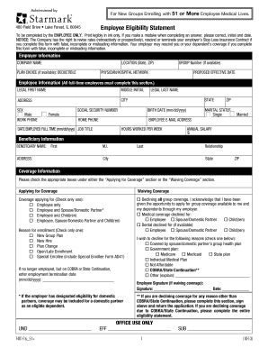 Employee Eligibility Statement for Group Health Insurance