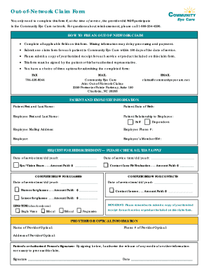 Out-of-Network Claim Form
