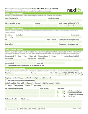 NextRx Prescription Order Form