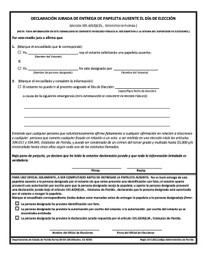 DECLARACIÓN JURADA DE ENTREGA DE PAPELETA AUSENTE