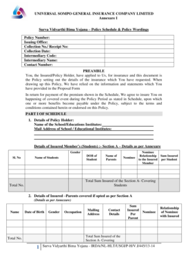 Surva Vidyarthi Bima Yojana Policy Schedule