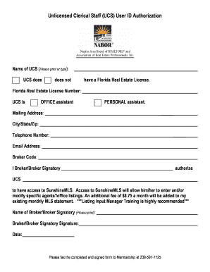 Unlicensed Clerical Staff Authorization Form