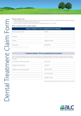 Dental Treatment Claim Form