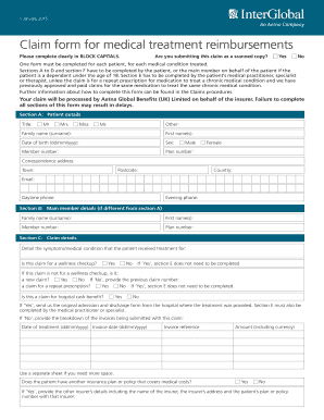 Medical Treatment Reimbursement Claim Form