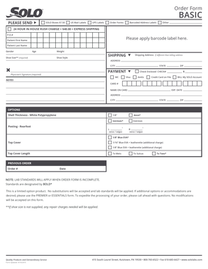 Medical Shoe Order Form