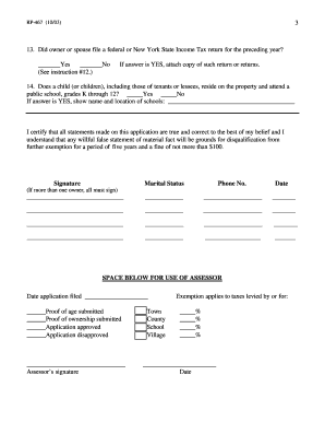 New York Senior Citizen Property Tax Exemption Application