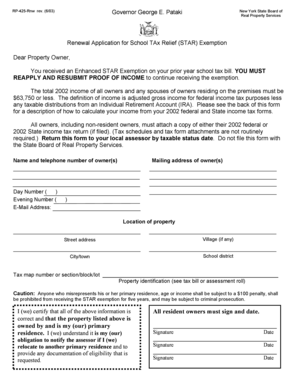 Renewal Application for School Tax Relief (STAR) Exemption