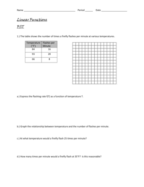 Linear Functions Worksheet