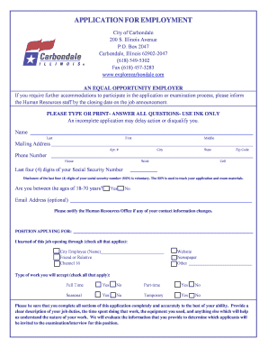 City of Carbondale Employment Application