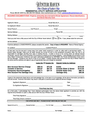 Residential Utility Service Application