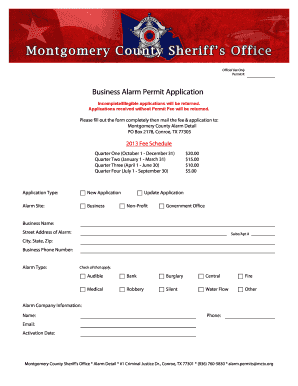 Montgomery County Business Alarm Permit Application