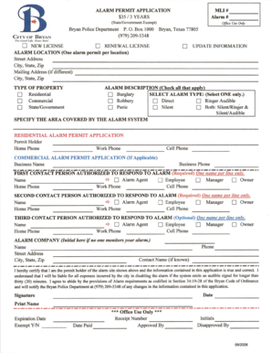 Bryan Texas Alarm Permit Application