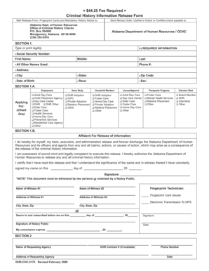 Criminal History Information Release Form