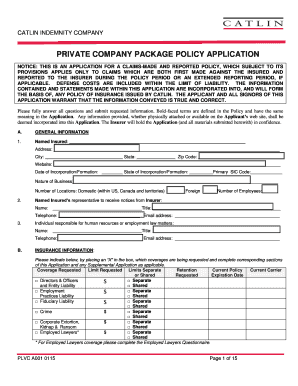 Private Company Package Policy Application