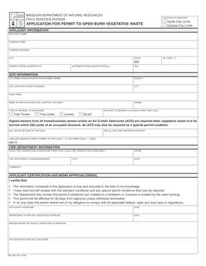 Missouri Open Burn Vegetative Waste Permit