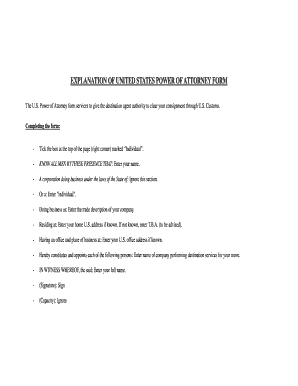 US Power of Attorney Form