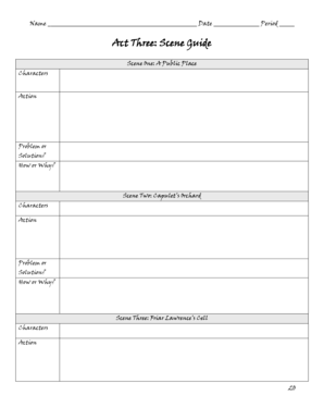 Romeo and Juliet Scene Guide Worksheet