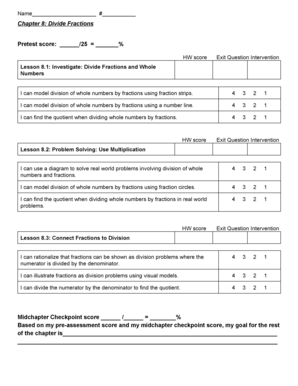 Chapter 8 Math Assessment Form