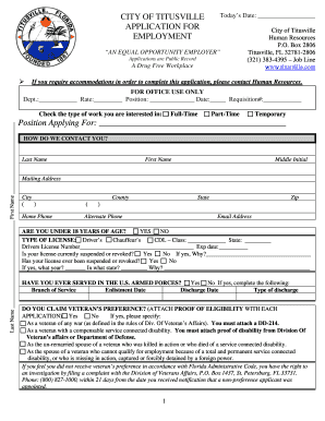 City of Titusville Employment Application