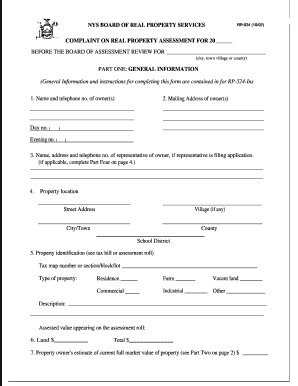 NYS Real Property Assessment Complaint Form