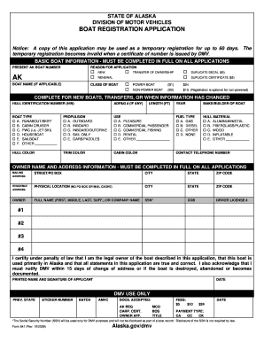 Alaska Boat Registration Application