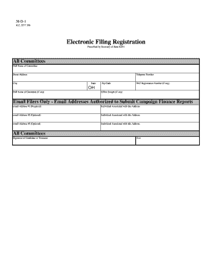 Ohio Electronic Filing Registration Form 30-D-1