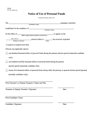 Notice of Use of Personal Funds