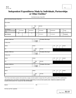 Ohio Independent Expenditures Form 30-E