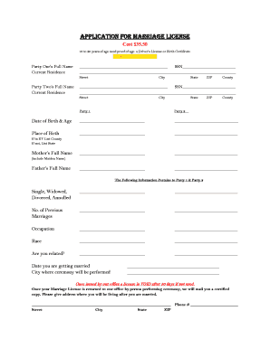 Marriage License Application