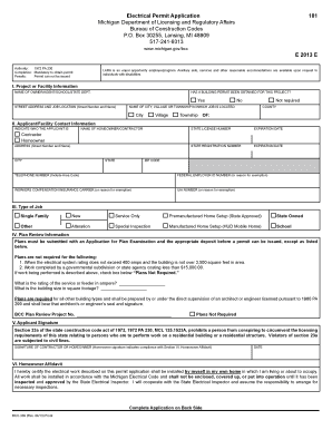 Michigan Electrical Permit Application
