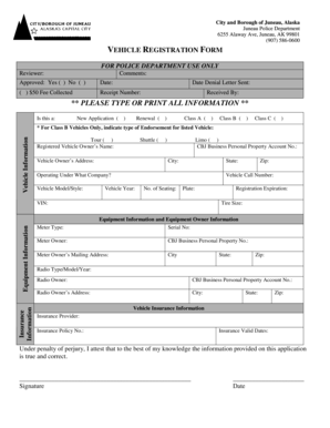 Juneau Vehicle Registration Form
