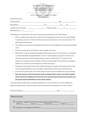 Equal Payment Plan Enrollment Form