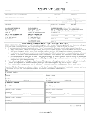 California Surety Bond Application Form