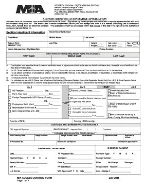 Miami-Dade Airport Identification Badge Application