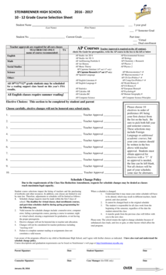 Steinbrenner High School Course Selection Sheet