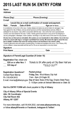 2015 Last Run 5K Entry Form