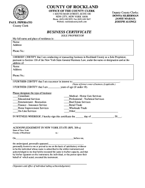 New York Sole Proprietor Business Certificate