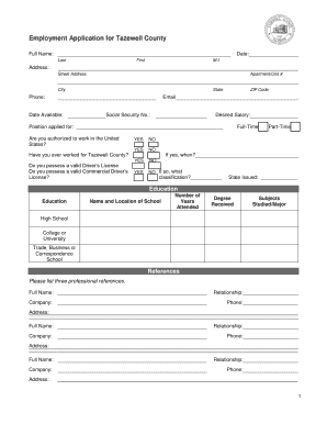 Tazewell County Employment Application