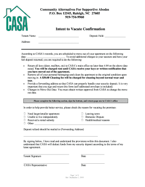 Intent to Vacate Confirmation
