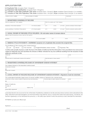 California Vehicle Title Transfer Form