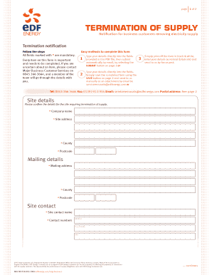 Termination of Supply Notification