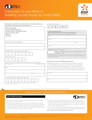 EDF Energy Direct Debit Instruction Form
