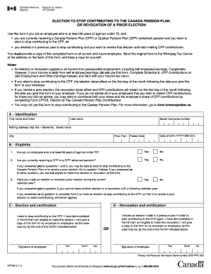 Canada Pension Plan Contribution Election Form
