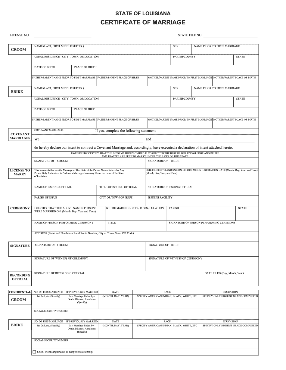 Marriage License Louisiana The Basics