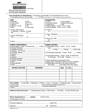 Physician Orders for Wound Healing