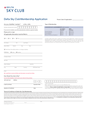Delta Sky Club Membership Application