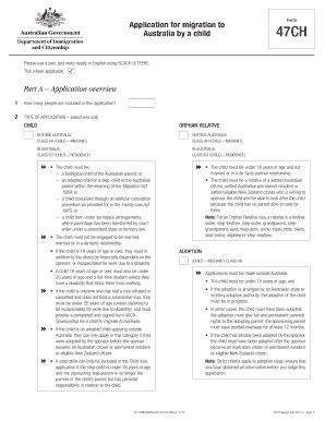 Australia Child Migration Form 47CH