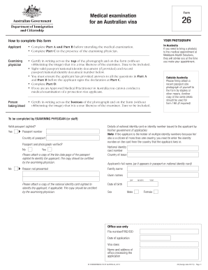 Australian Visa Medical Examination Form 26